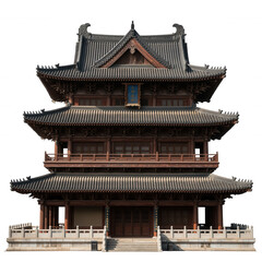 Obraz premium Traditional Japanese Pagoda Building Architecture Design Isolated on Transparent Background