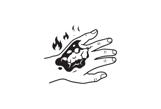 Vector illustration of a hand with a brain and brain waves, icons, mind and symbols.