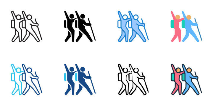Travel buddies icons set multiple style collection. Editable stroke 
