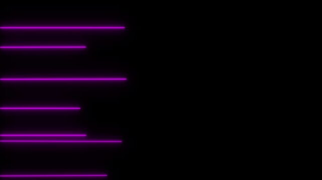 Neon lights blinking lines moving animation. Seamless loop animation of glowing neon line. 4k animation Horizontal glowing colorful neon line animation .Neon color lines as colorful laser wallpaper.
