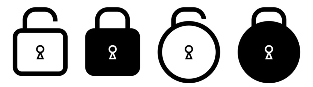 Lock icon set open and closed padlock security symbols unlocked and locked collection.