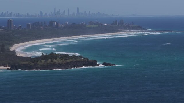 Fingal Headland On Tasman Sea In New South Wales, Australia. - aerial shot