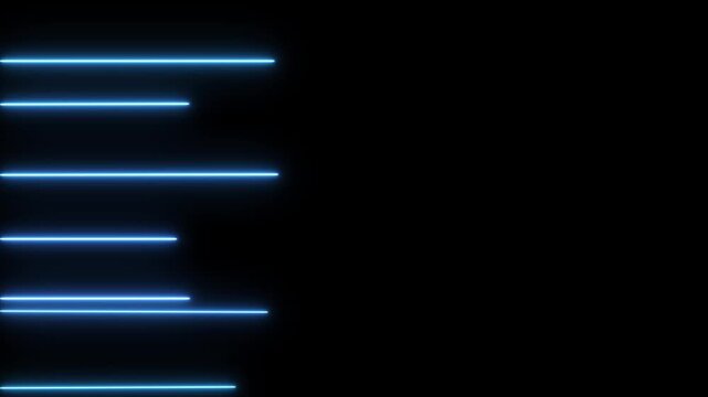 Neon lights blinking lines moving animation. Seamless loop animation of glowing neon line. 4k animation Horizontal glowing colorful neon line animation .Neon color lines as colorful laser wallpaper.