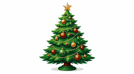 Fototapeta premium Decorated Christmas Tree with Ornaments and Lights for Holiday Celebration.