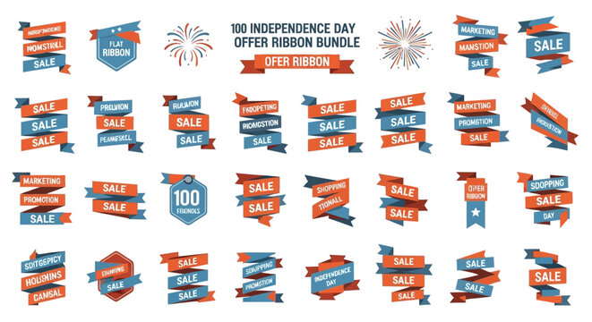 Patriotic sale banners, Independence Day labels, red white blue offer tags, discount icons bundle isolated on White Background 4th july, indipendent day , Editable EPS
