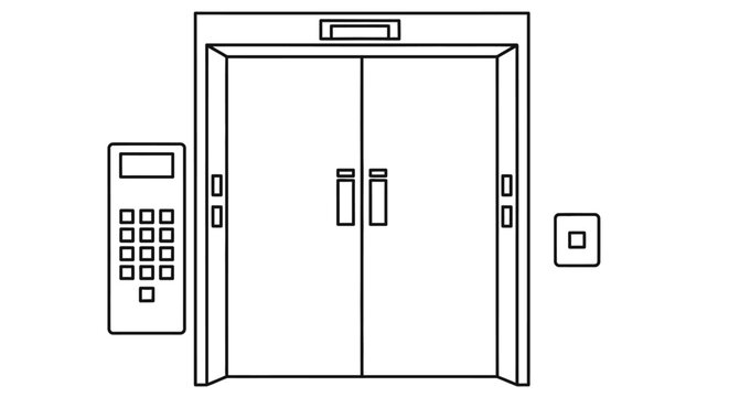 Minimalist illustration of an elevator with keypad.