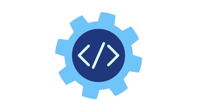 Rotating gear with code symbol animation