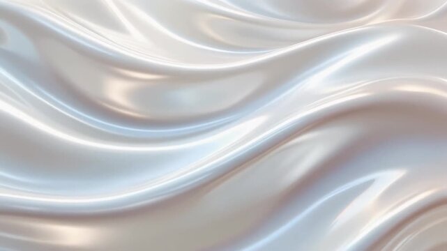 パール真珠光沢の波が乳白色に輝く シームレスループ動画背景 16:9 4K