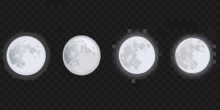 Moon Phases Vector Illustration With Transparent Background Lunar Cycle Progression
