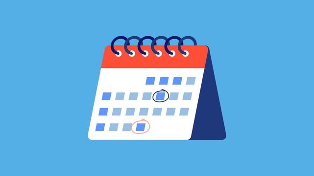 Animated calendar marking dates and planning schedule