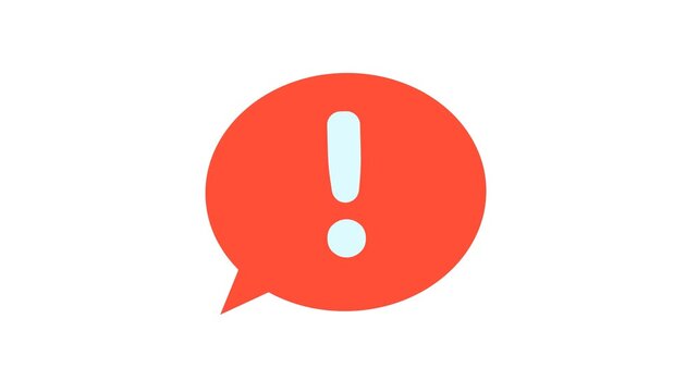 Red speech bubble with exclamation mark animation