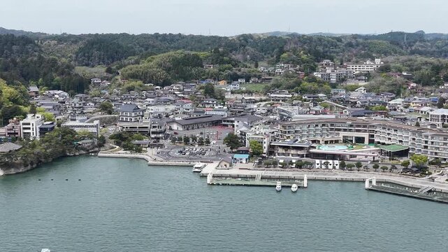 MATSUSHIMA, JAPAN.Rocky shoreline view April 28 2026