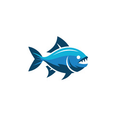 Obraz premium Stylized aggressive blue fish mascot logo vector illustration