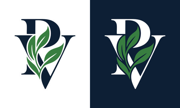 Minimalist pv letter logo mon...