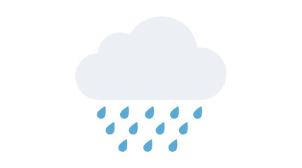 Obraz premium Cloud raining water drops, weather icon, simple flat design