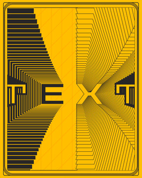 Symmetrical Geometric Optical Illusion Poster Yellow Black Perspective Steps Design
