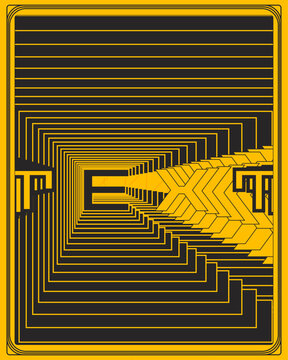 Minimal Art Deco Style Abstract Poster Yellow Black Geometric Wall Decor
