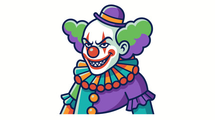 Fototapeta premium Colorful Creepy Clown Character with Bright Costume and Makeup.