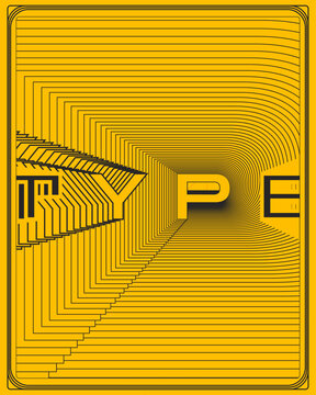 Abstract Optical Illusion Geometry Poster Yellow Black Symmetry Steps Perspective Wall Art