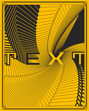Geometric Symmetry Optical Illusion Poster Yellow Black Perspective Stair Step Art Design
