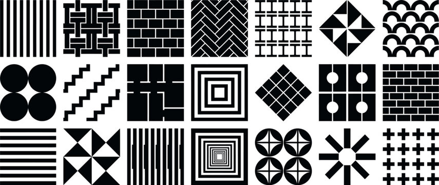 Modern geometric tile pattern set for interior design, flooring, branding, and decorative surface applications
