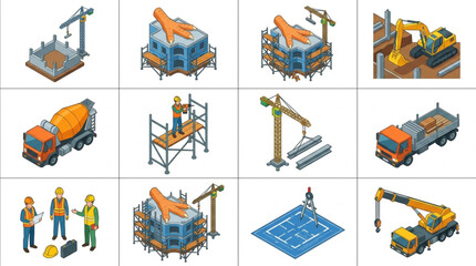 Obraz premium Construction Equipment and Heavy Machinery Setup.