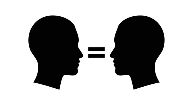 Human heads face each other to represent the concept of equality, balance, and mutual understanding in interpersonal communication.
