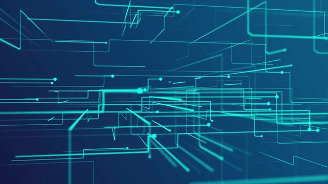 Abstract digital background with glowing blue lines and dots representing network data flow, connectivity, technology, communication, and information systems