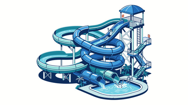 Large Water Slide Structure with Multiple Twisting Rides.