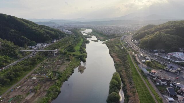 MIYAGI, JAPAN.Flowing river landscape April 28 2026