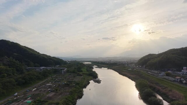 MIYAGI, JAPAN.Flowing river landscape April 28 2026