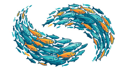 Fototapeta premium School of Fish Swimming in Circular Formation Underwater.