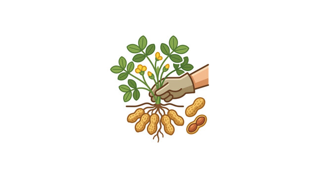 Harvesting Peanuts: Hand Picking Groundnuts From Plant Roots, Organic Farming