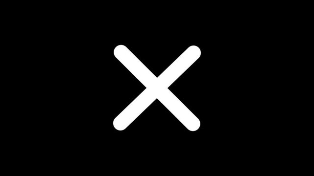 Red cross mark animation. X letter, crossed lines, denial concept, incorrect cross symbol animated red x mark for error or rejection.