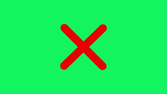 Cross brush hand drawing, red cross brush drawing Transparent alpha channel. cross mark animation White Background, Wrong Symbol in Motion graphic, Red X letter, crossed lines, green screen,