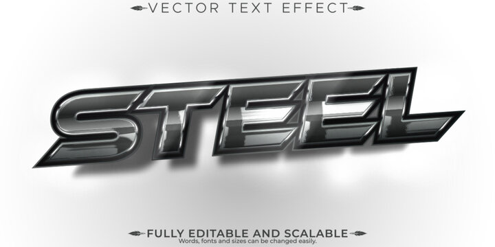 Steel editable text effect, editable metal and strong text style