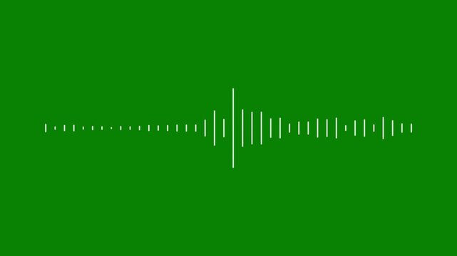 Abstract white sound, circular frequency spectrum, green screen animation, 4k minimalist visualizer, streaming music backdrop, elegant waveform loop, rhythmic  animation.
