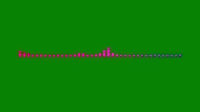 Colorful frequency display, pulsing audio spectrum, music production on green background, 4K energetic motion, audio reactive bars, modern sound design, dynamic frequency wave animation.