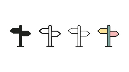 Directional signpost with multiple arrows pointing in different ways during daytime isolated on white background © Sharif