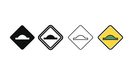 Traffic speed bump warning signs in various styles and colors isolated on white background © Sharif