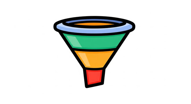 Data funnel with multi colored processing segments