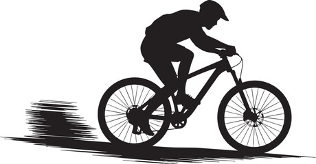 Fototapeta premium Active man riding a mountain bike showing extreme sports lifestyle and outdoor adventure recreation in silhouette