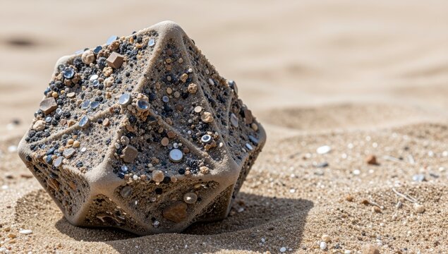 Close-up of Raw Meat Cubes on Sandy Surface for Sacrificial Ritual Preparation