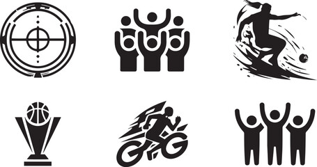 Fototapeta premium Sports Championship and Fan Celebration Icons Set