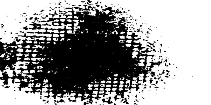 A dark, textured splash of ink or paint with a grid pattern underneath, creating a gritty and abstract effect.