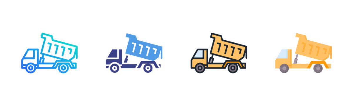 Dumper Truck Icon Set Multiple Style Collection