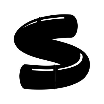 Black stylish lowercase letter s icon - Bold and modern black lowercase letter S designed as a minimalist icon with a sleek, curved style for use in branding or design projects.