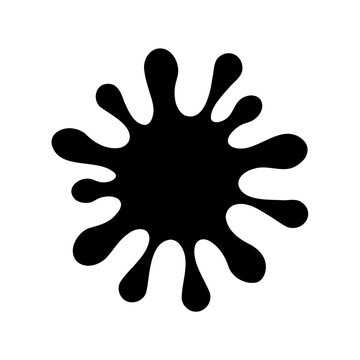 Black virus or bacteria icon with spikes - Simple black vector icon of a virus or bacteria with sharp spikes radiating outward, minimalist design for medical or scientific use.