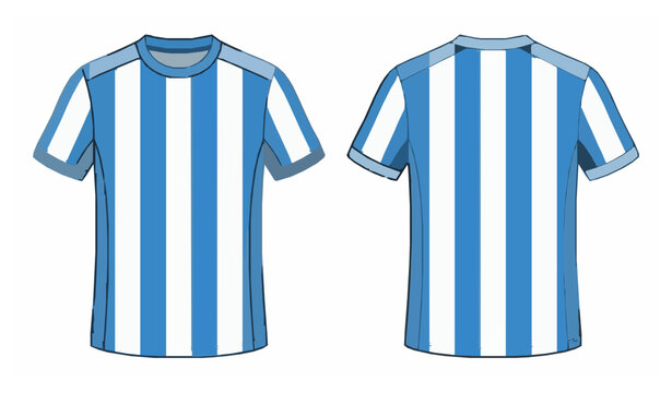 Argentina inspired soccer jersey template front and back football kit vector illustration 2026