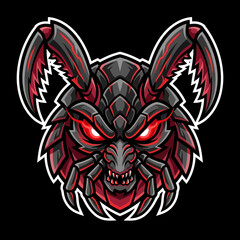 Fototapeta premium Robotic Bat Creature Head Closeup.